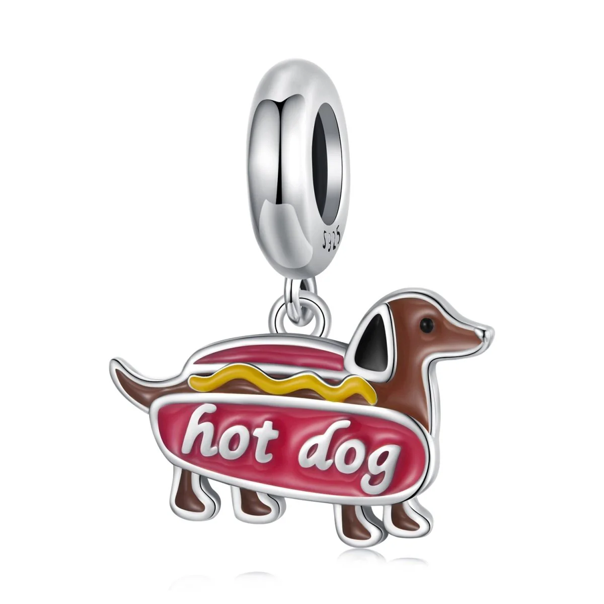Hot Dog Dachshund Dangle Charm