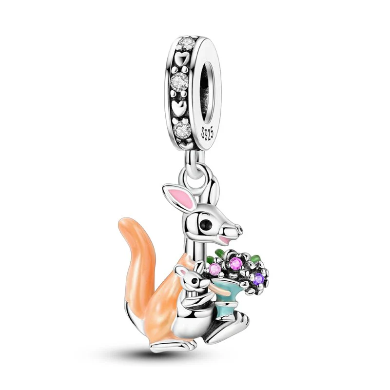 Mother & Baby Kangaroo Dangle Charm