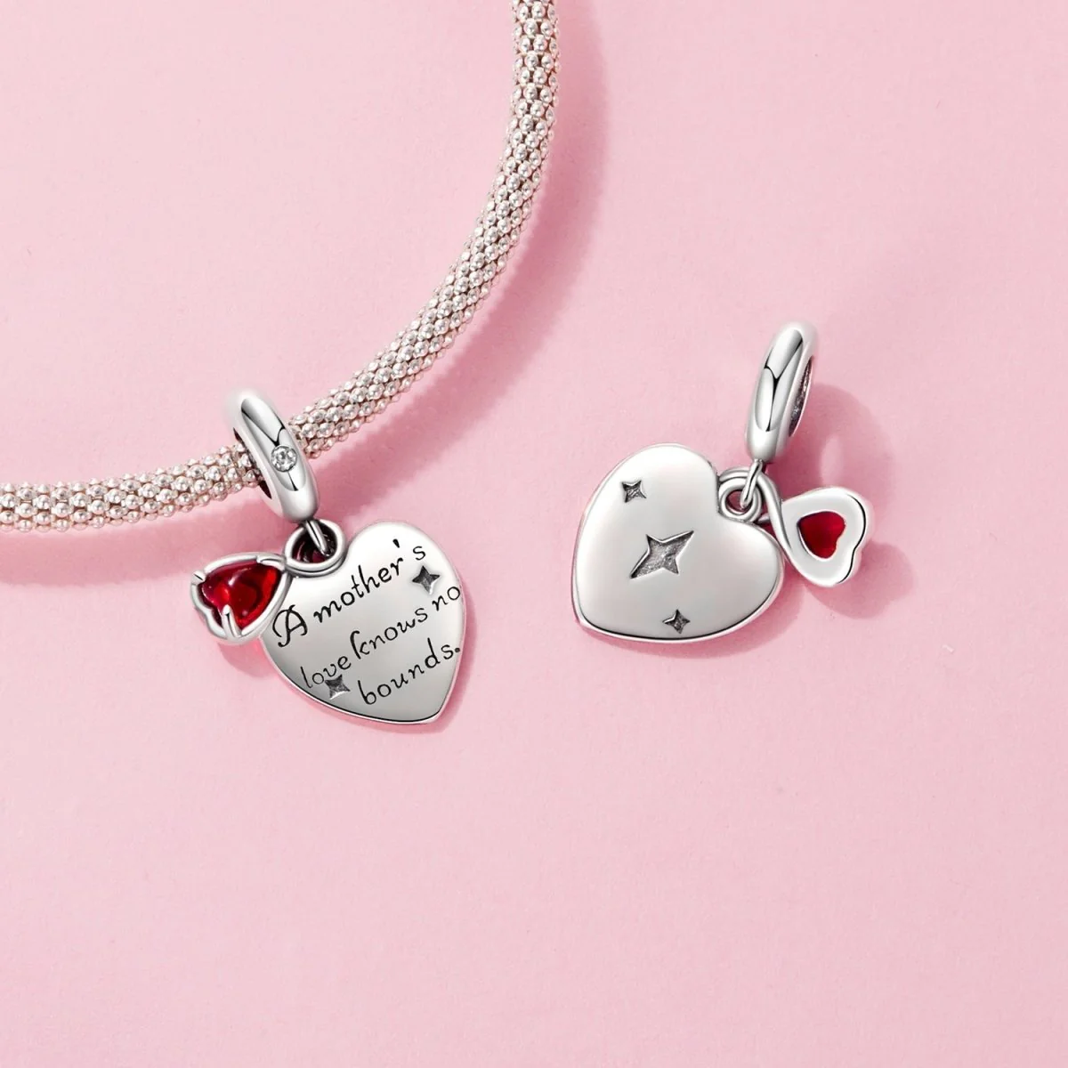 A Mother's Love Knows No Bounds Heart Dangle Charm