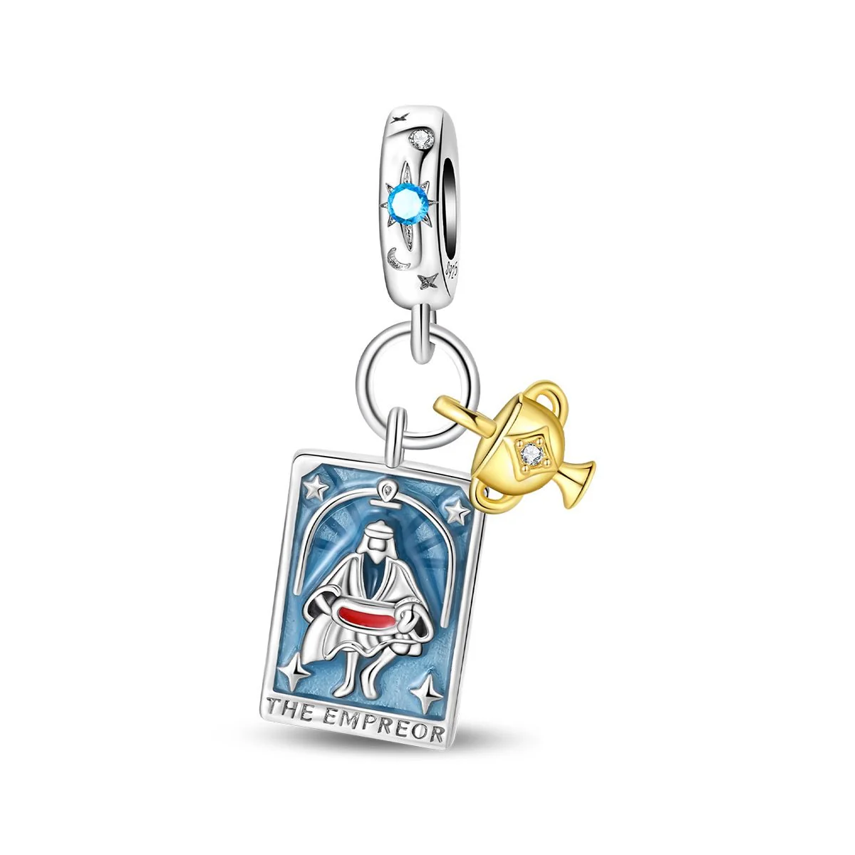 Emperor Tarot Card & Chalice Dangle Charm