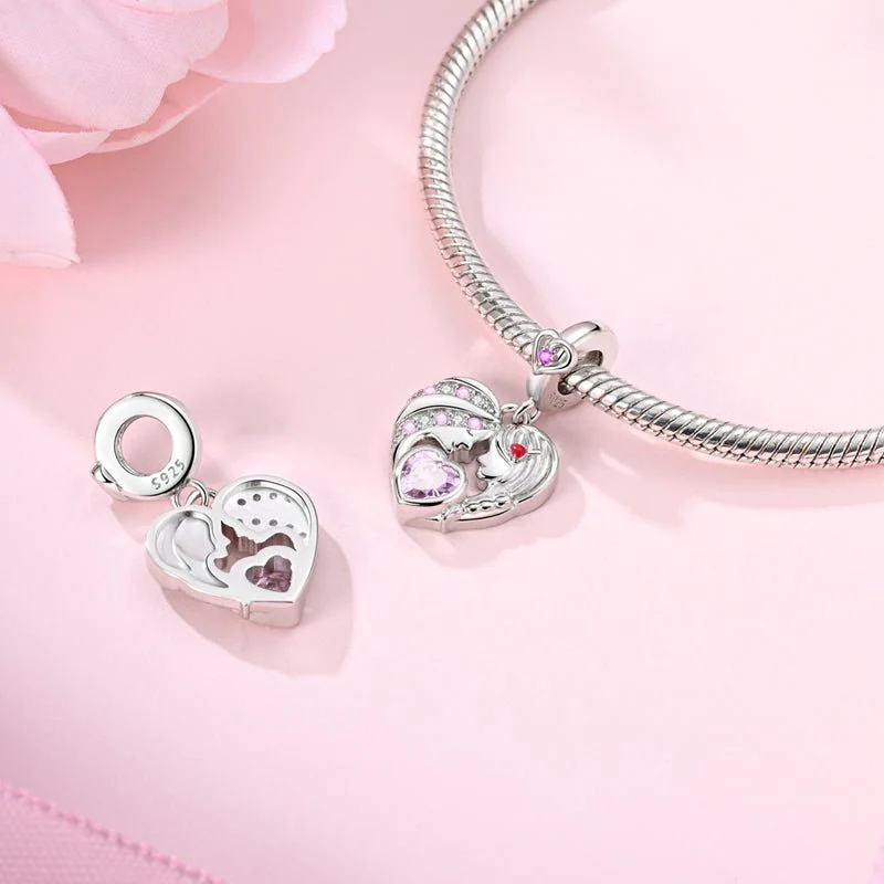 Mother & Daughter Heart Dangle Charm