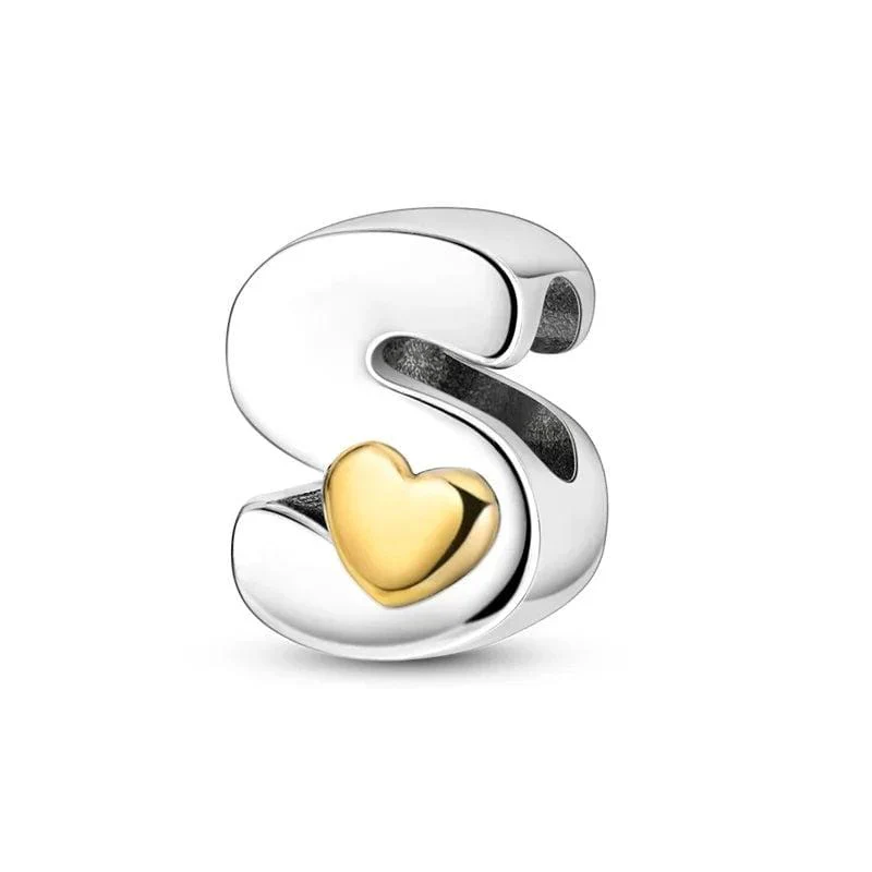 Gold Heart Letter A~Z Alphabet Charm