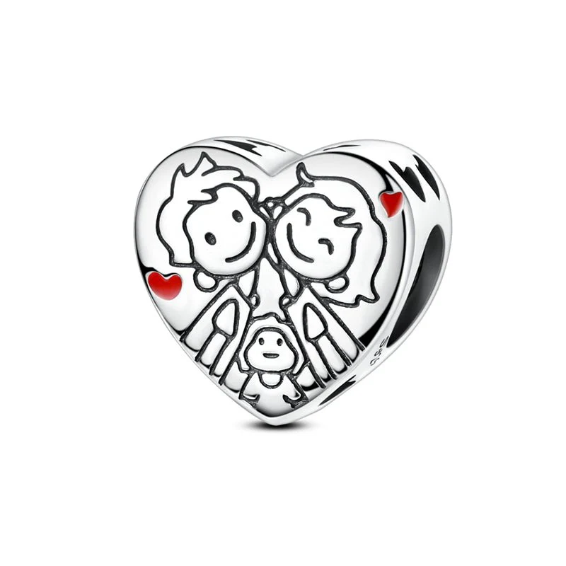 Family Love Heart Charm
