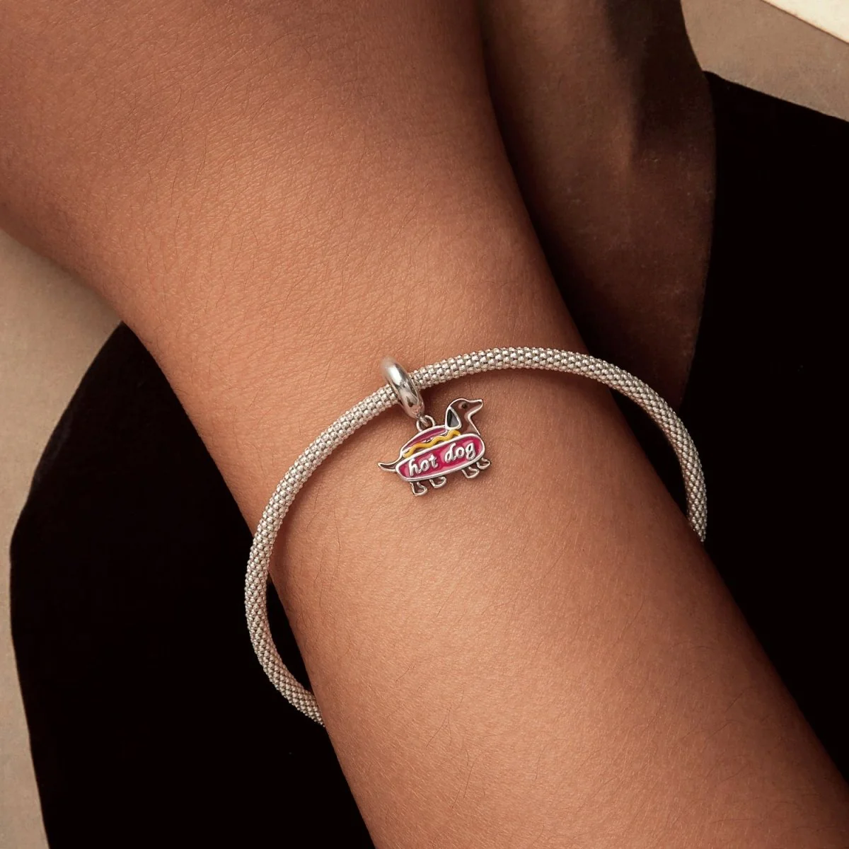 Hot Dog Dachshund Dangle Charm