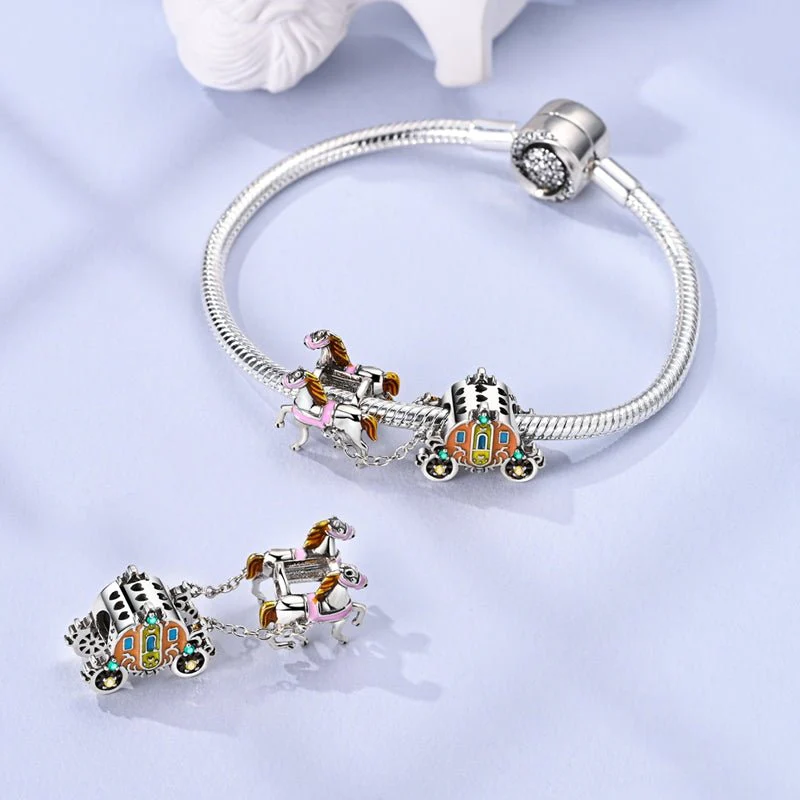 Cinderella Carriage & Horses Dangle Charm