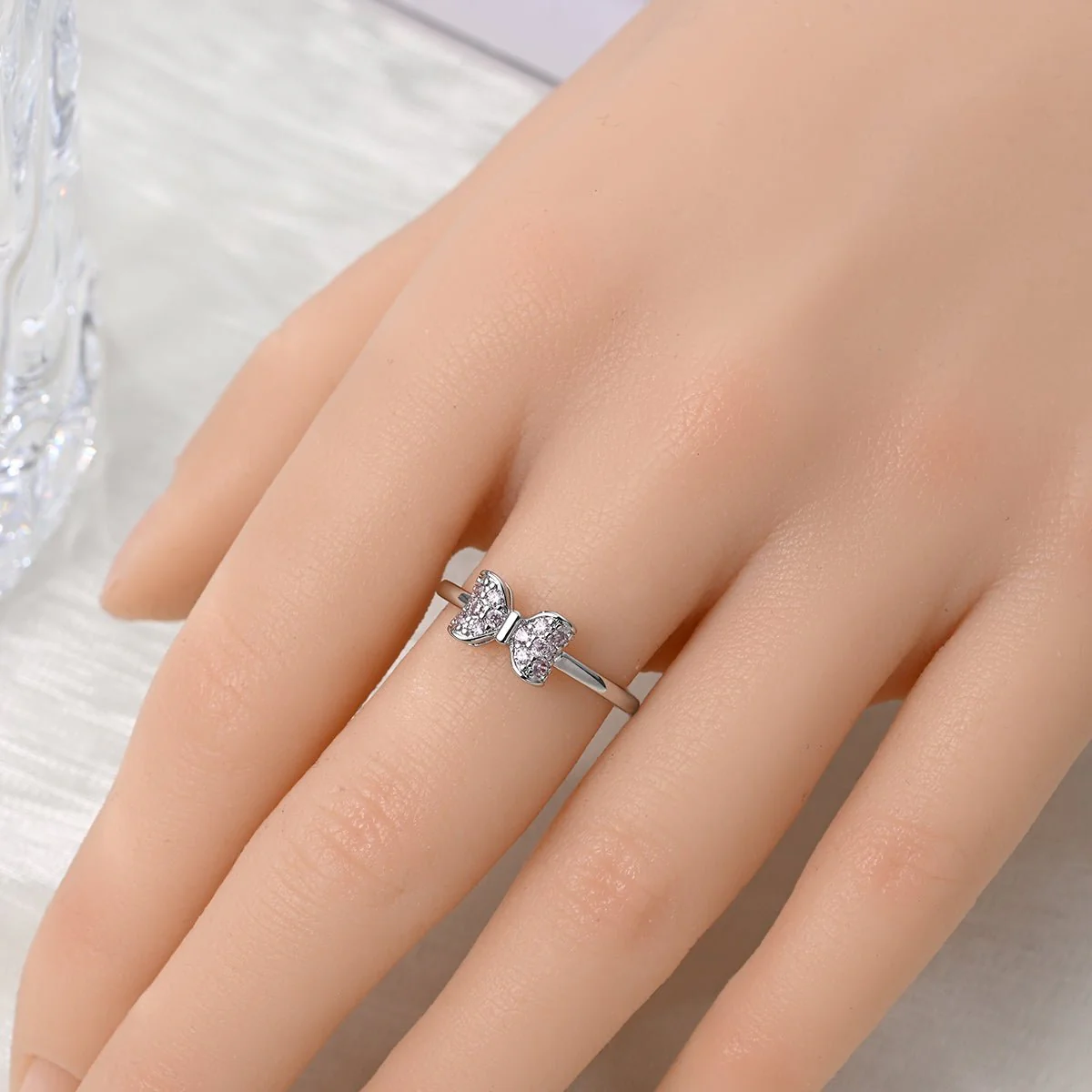 Pink Bow Sparkle Ring