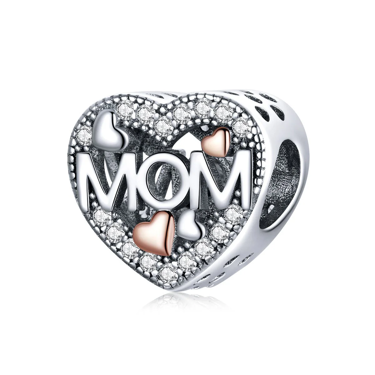Two-tone Openwork Mom & Heart Charm