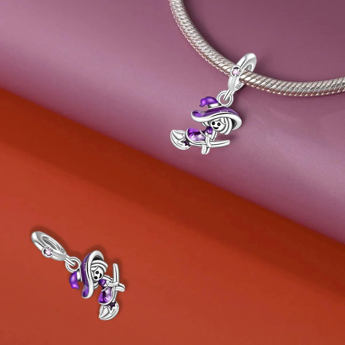 Halloween Witch on Broomstick Charm