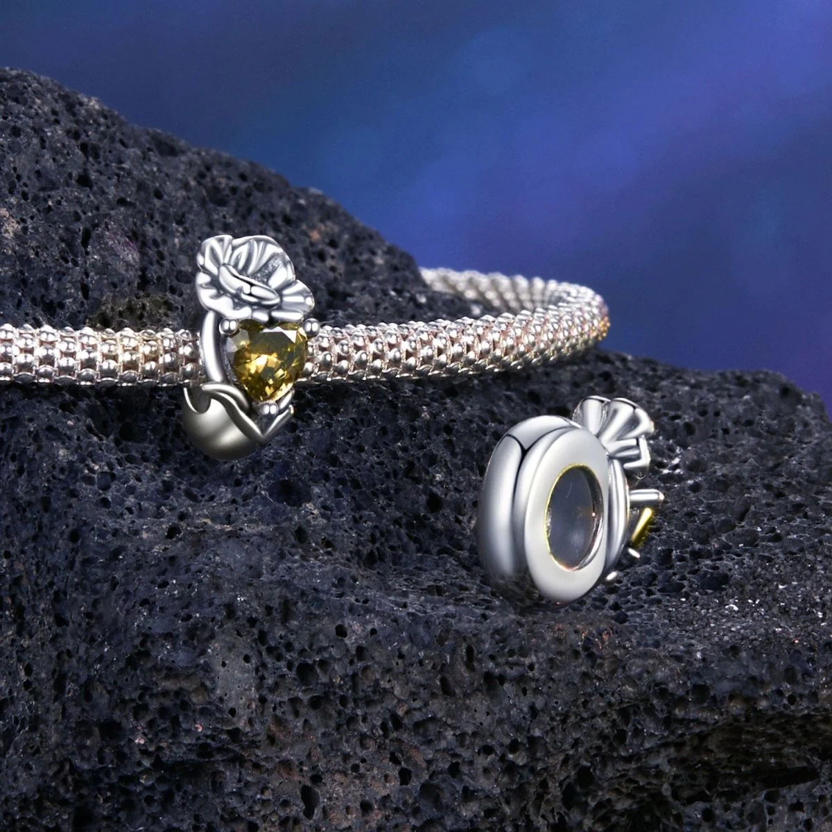 Floral Heart Birthstone Charms