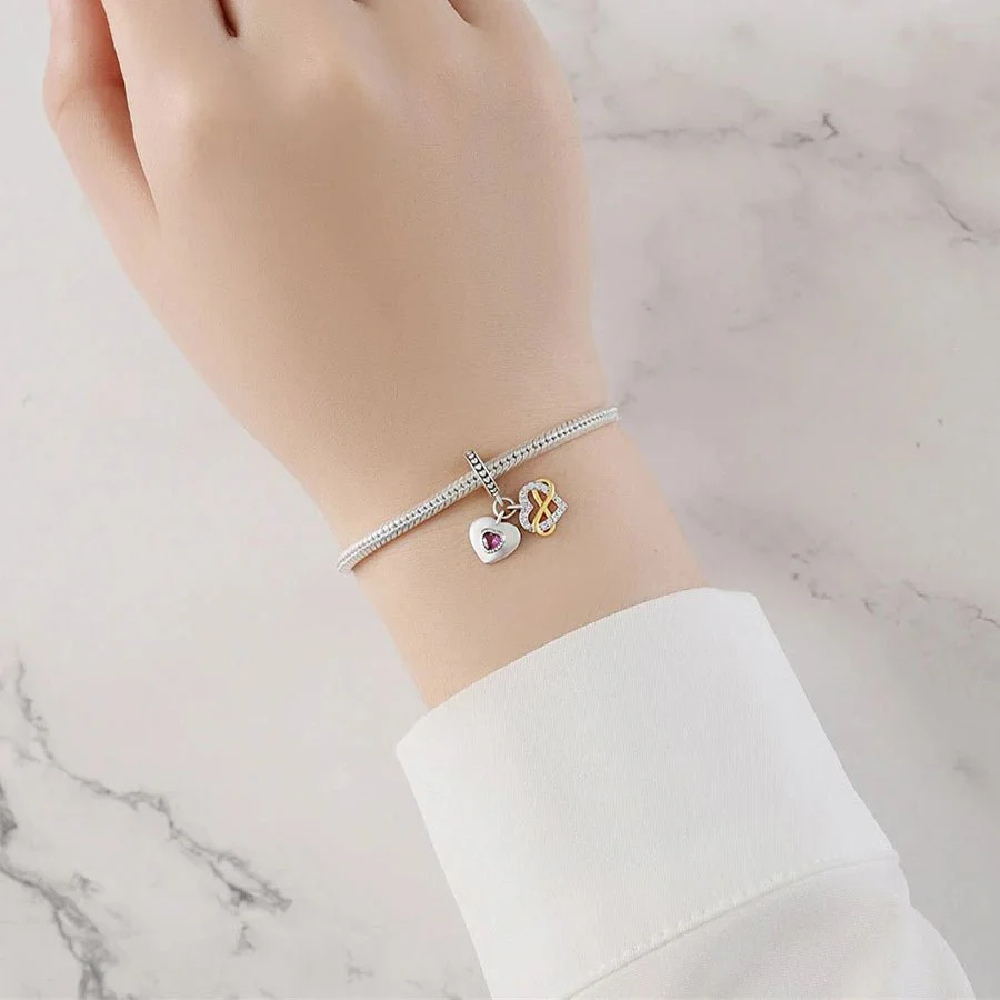 Sparkling Infinity Heart Dangle Charm