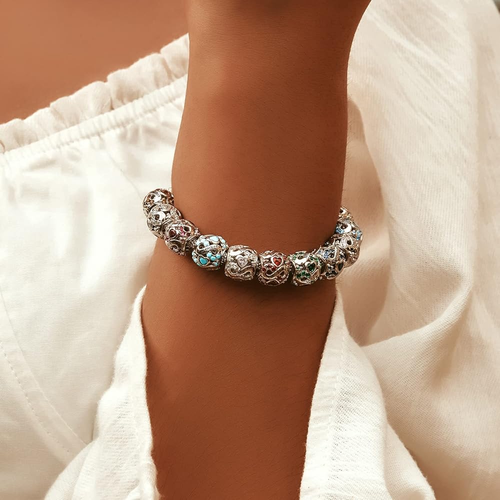 Infinite Love Zircon Heart Birthstone Charms