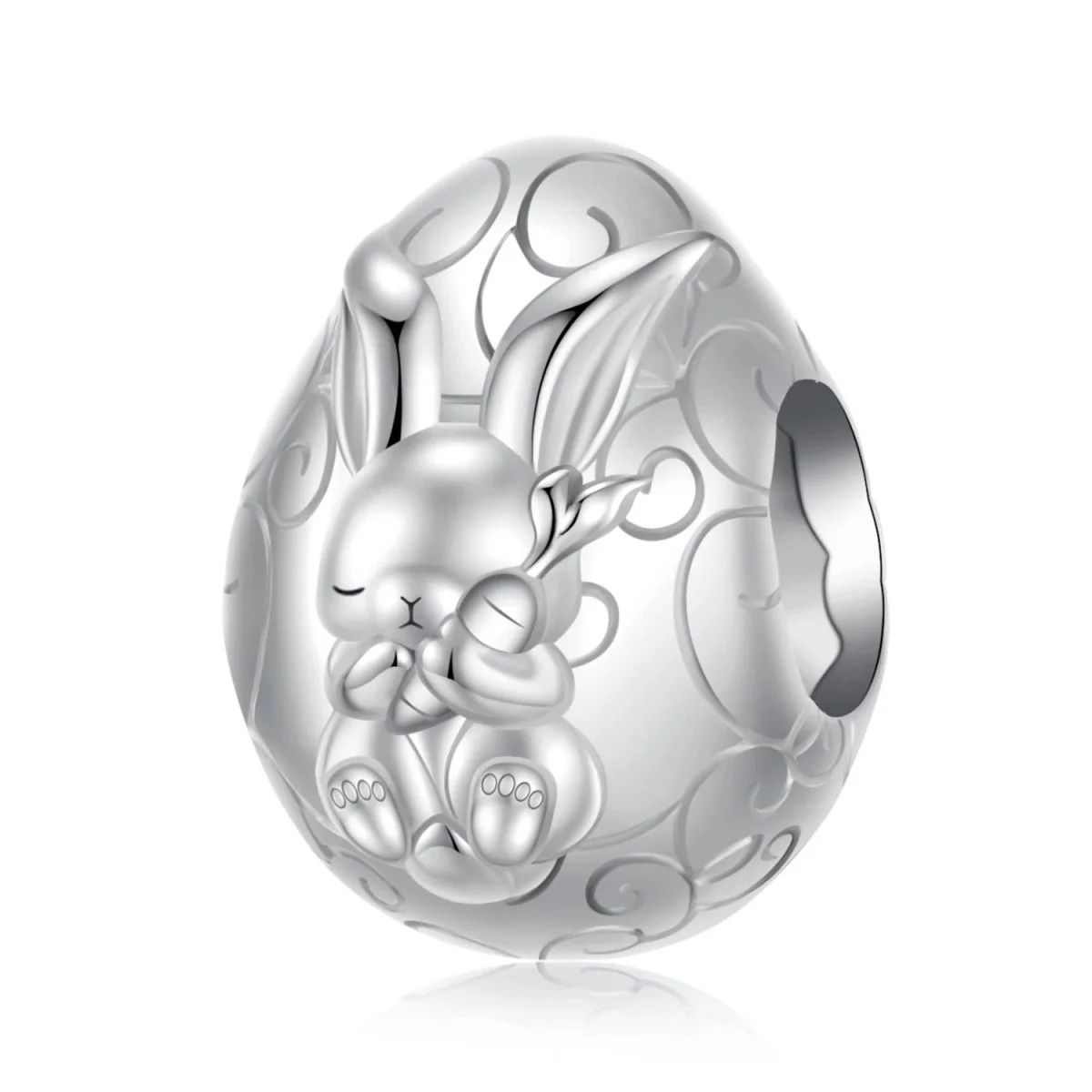 Sleeping Bunny in Floral Egg Charm