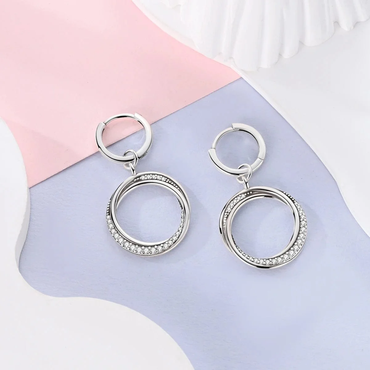 Infinity Circle Drop Earrings with Cubic Zirconia Accents