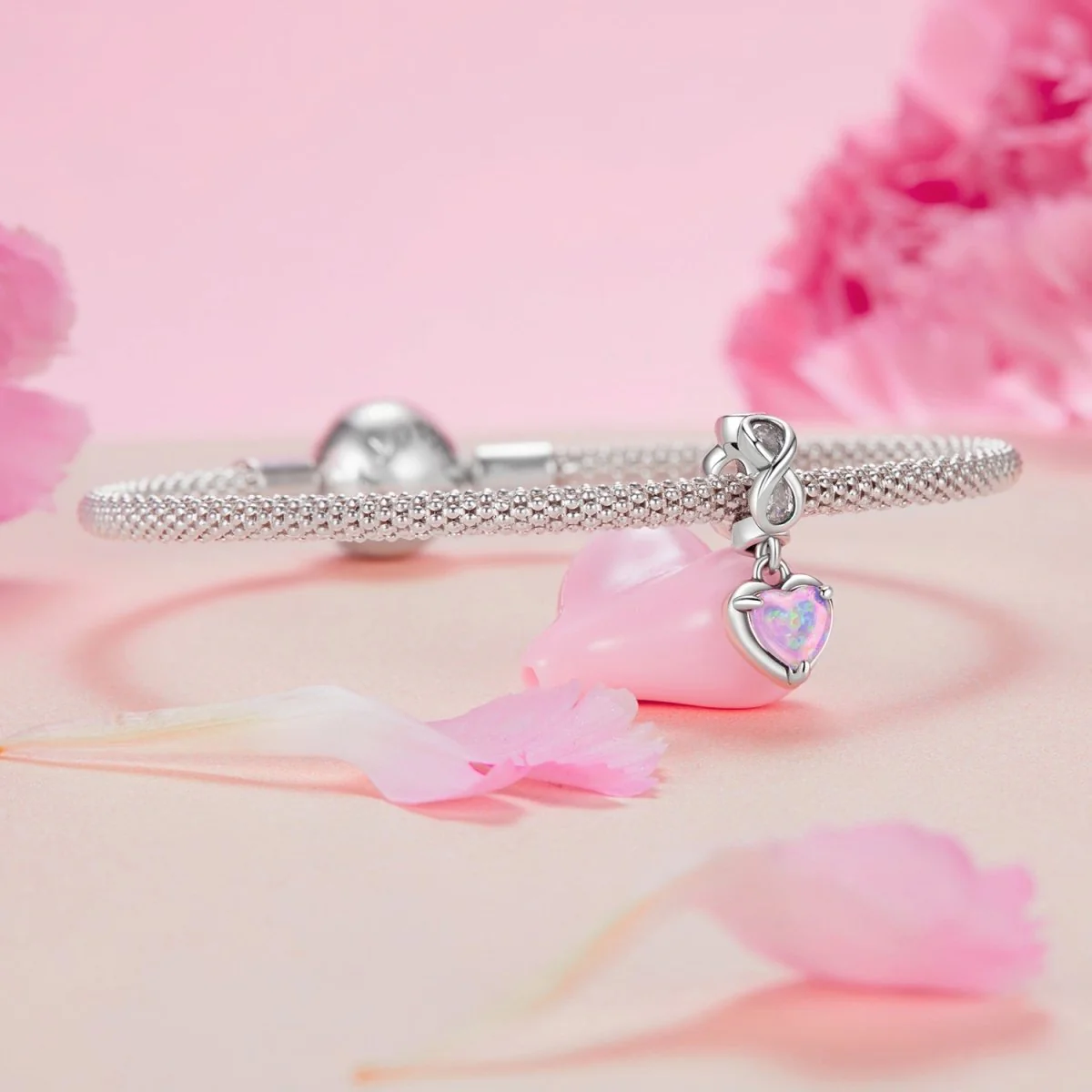 Opal Heart & Infinity Dangle Charm