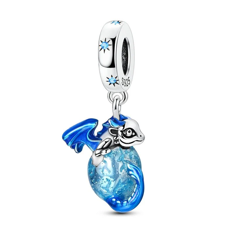 Blue Dragon & Globe Dangle Charm