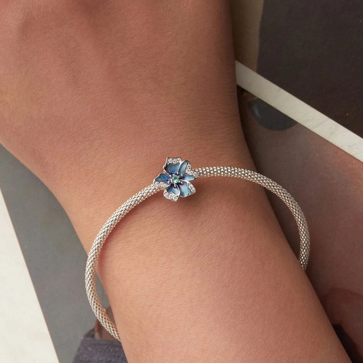 Blue Pansy Flower Charm