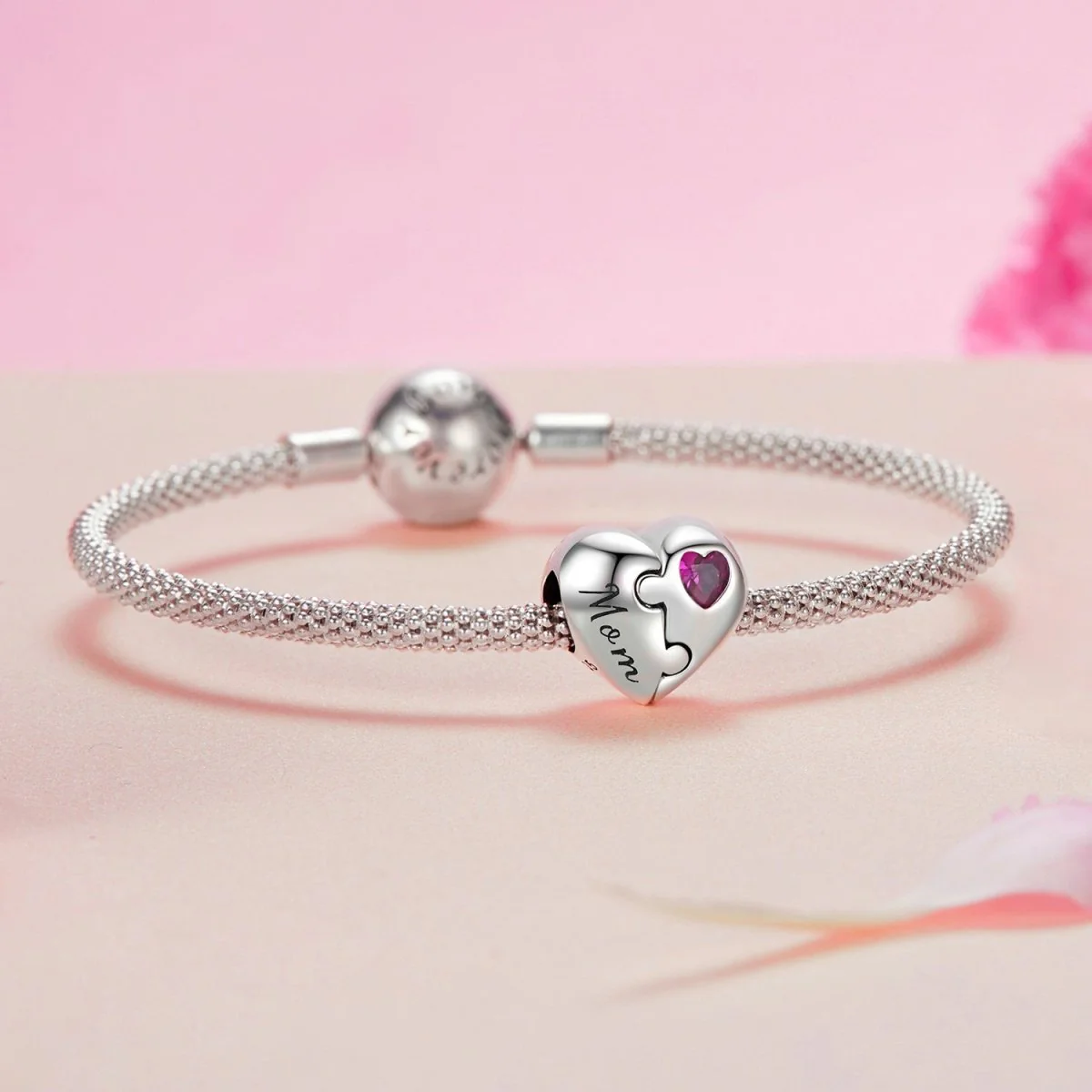 Mom & Daughter Puzzle Heart Charm