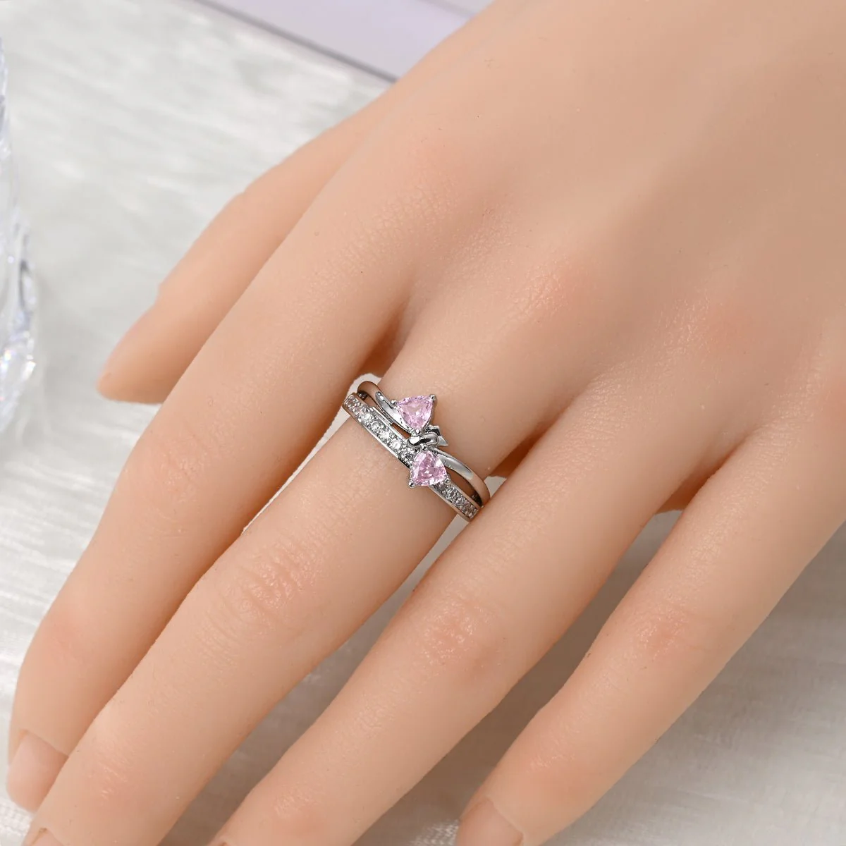 Pink Bow Gemstone Ring