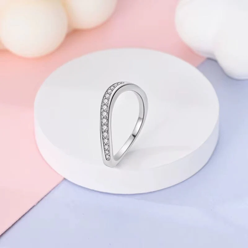 Sophisticated Teardrop Crystal Accent Sterling Silver Ring