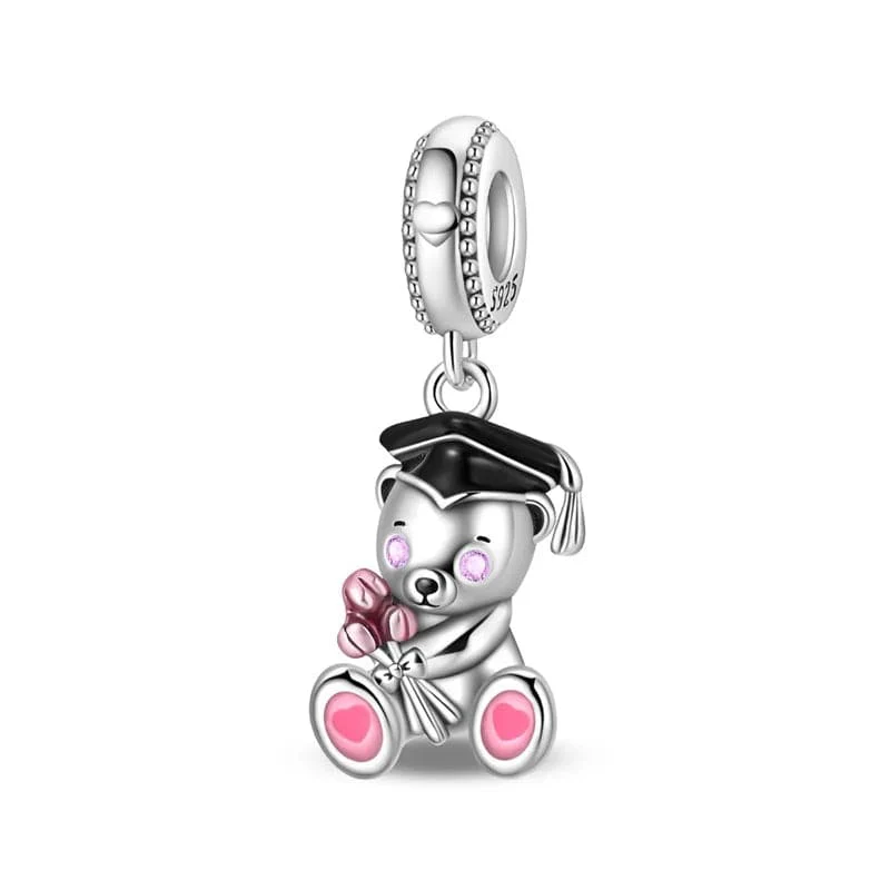 Graduation Celebration Teddy Bear Dangle Charm