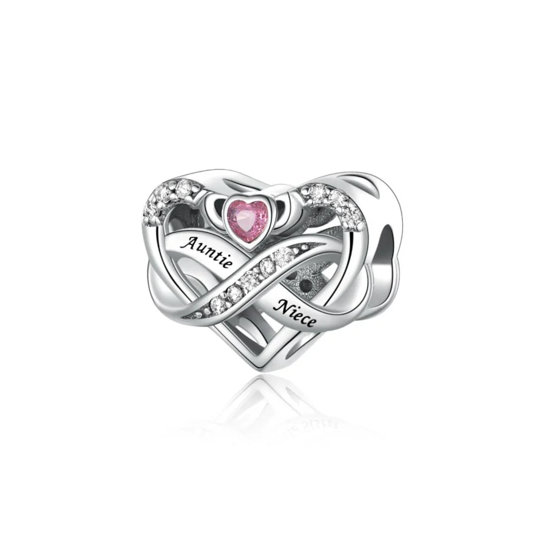 Auntie Niece Heart Infinity Charm