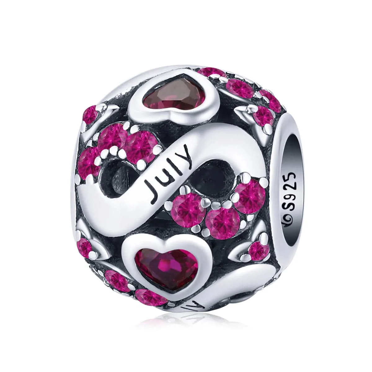 Infinite Love Zircon Heart Birthstone Charms
