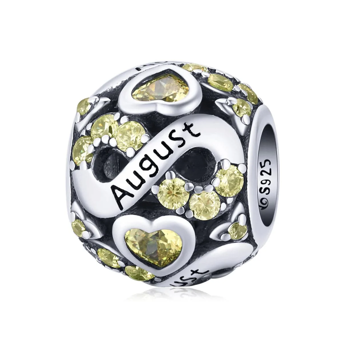 Infinite Love Zircon Heart Birthstone Charms