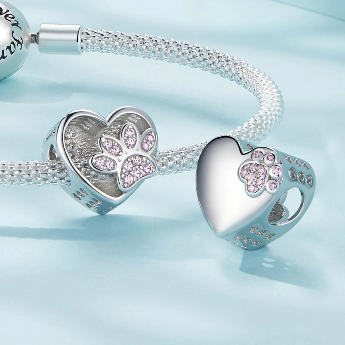 Personalized Paw Print Engraved Heart Charm