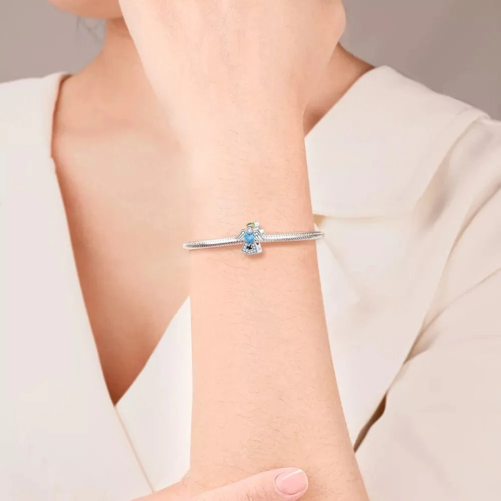 Guardian Angel & Blue Heart Charm