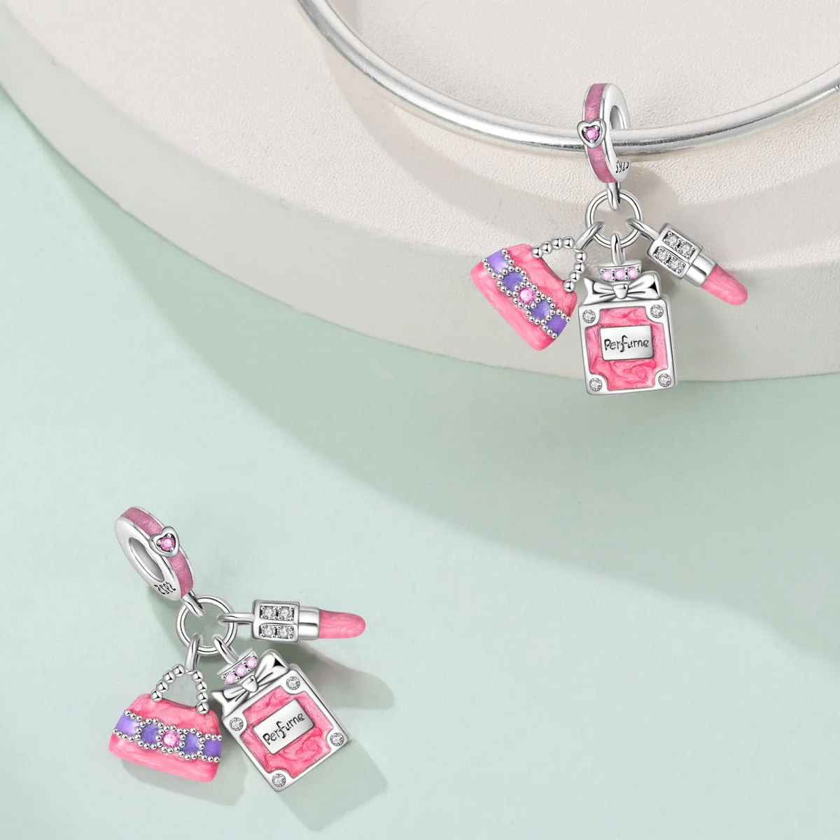 Perfume Bottle, Lipstick, & Handbag Dangle Charm