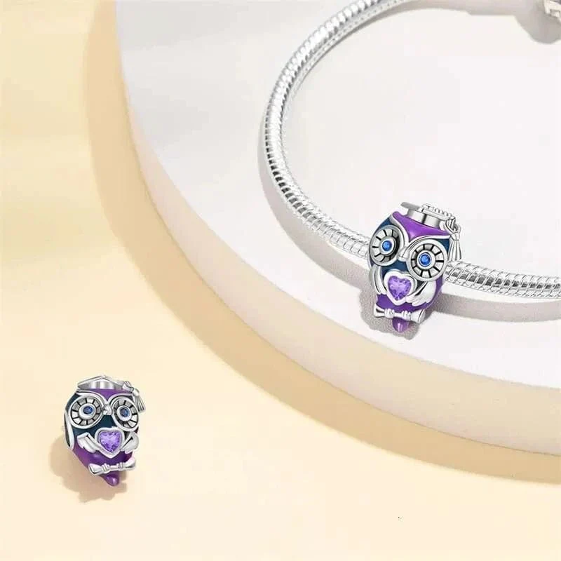 Purple Graduation Owl Charm