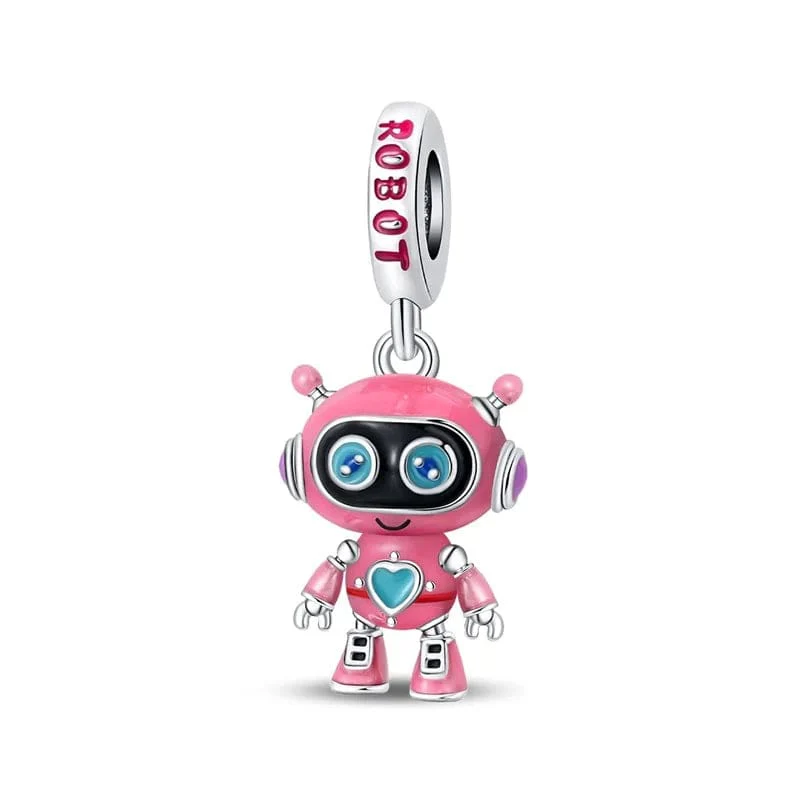 Pink Robot Dangle Charm