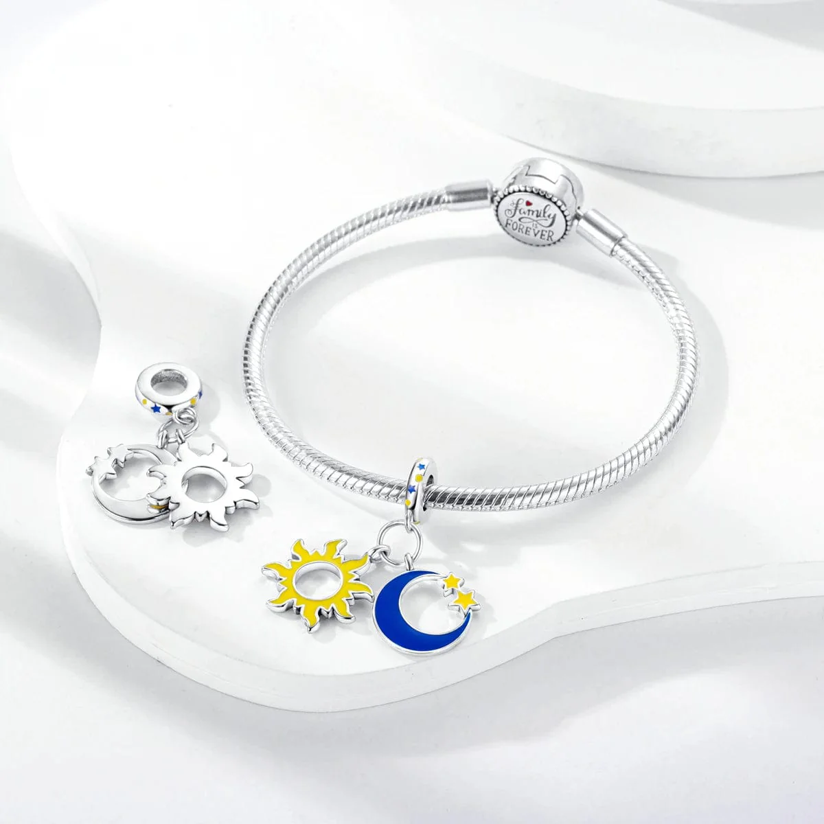 Glow in the Dark Luminous Sun and Moon with Stars Dangle Charm
