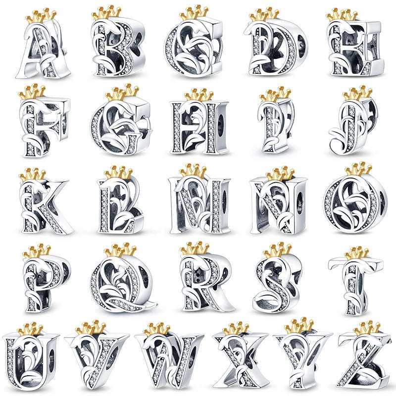 Crowned Royal Letter A~Z Alphabet Charm