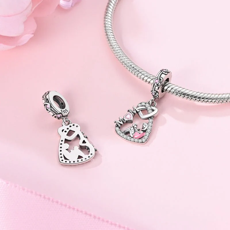 Mom Love Heart Dangle Charm