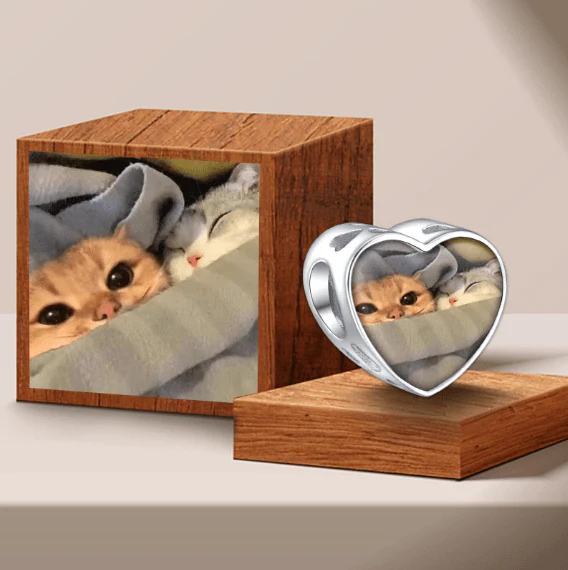 Personalized Cat Heart Photo Charm