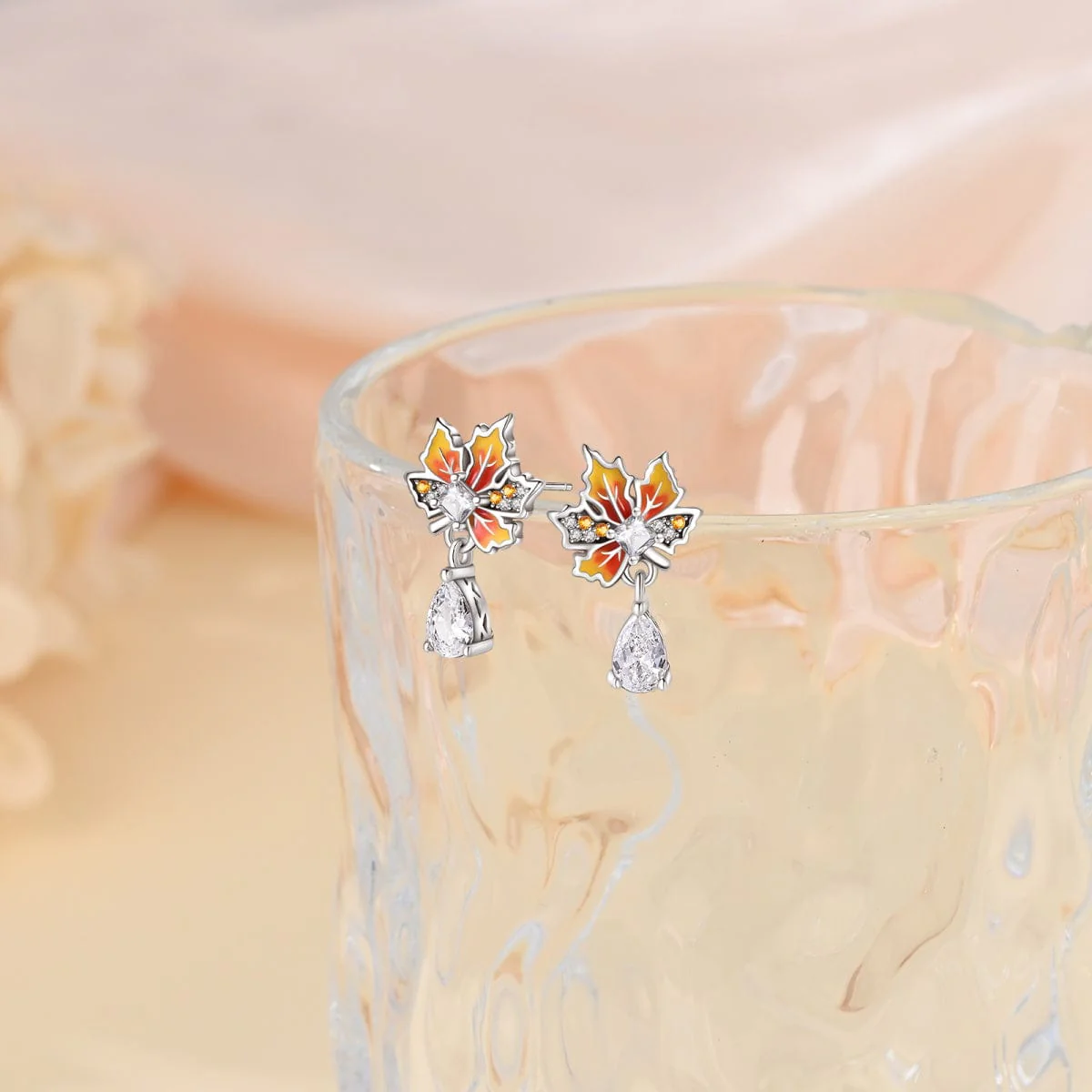Autumn Glow Maple Leaf Drop Earring