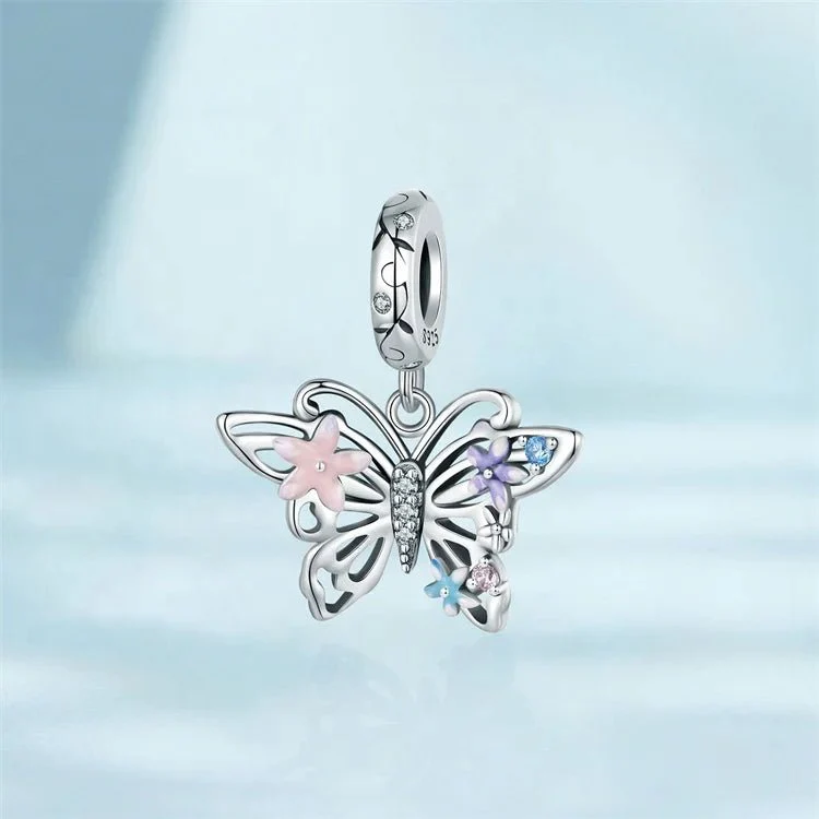 Floral Butterfly Dangle Charm
