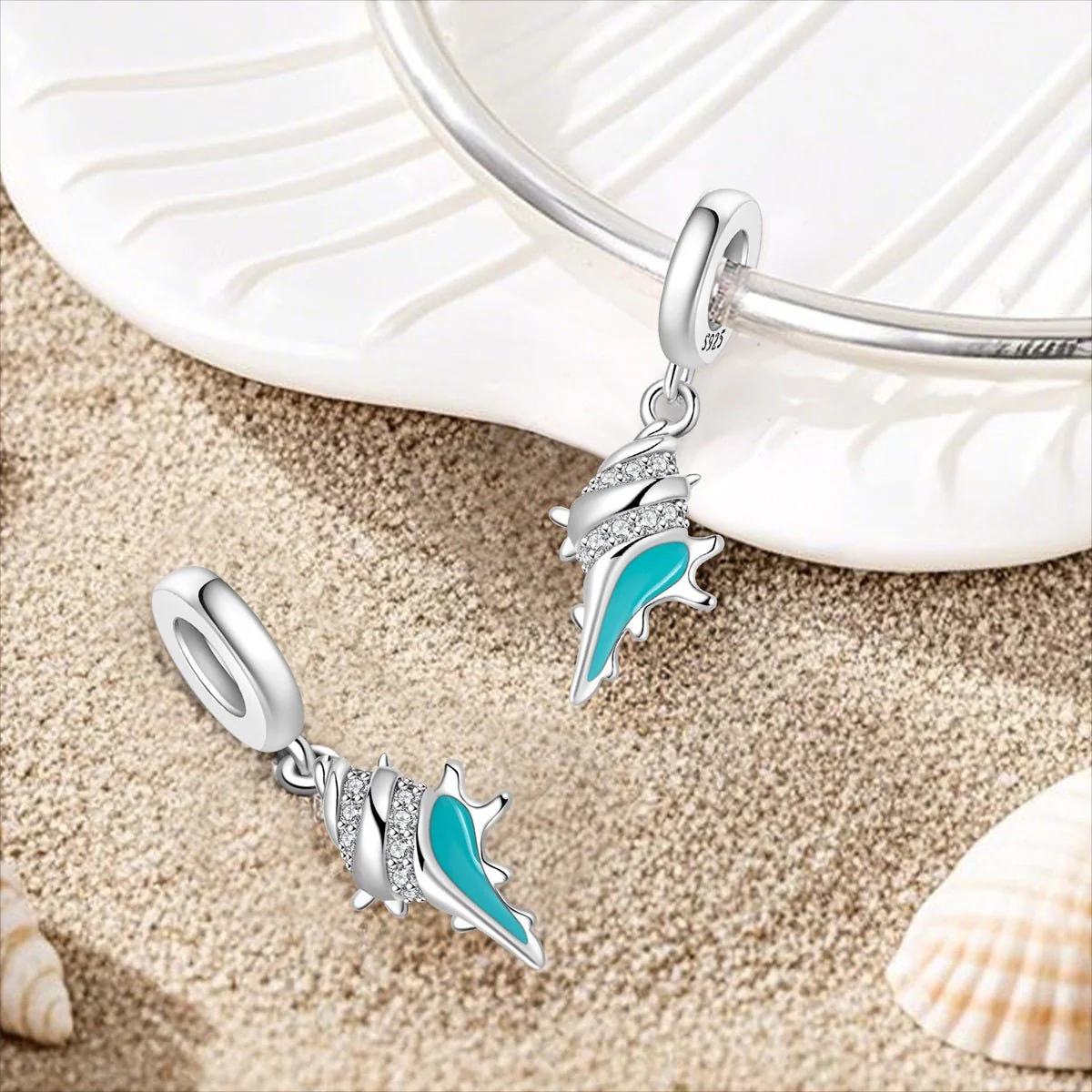 Turquoise Conch Shell Dangle Charm