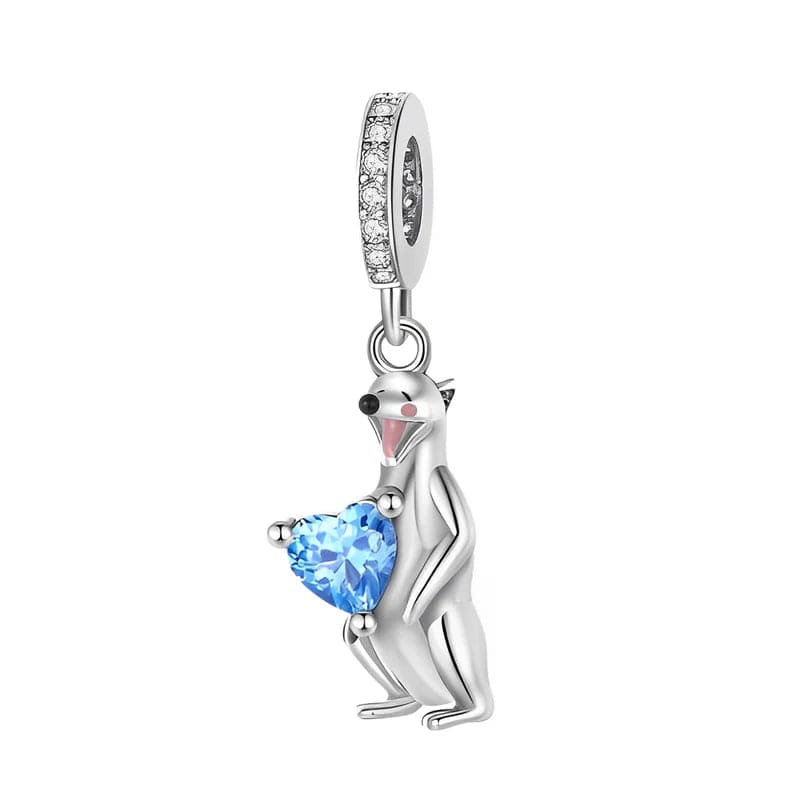 Kangaroo & Blue Heart Dangle Charm