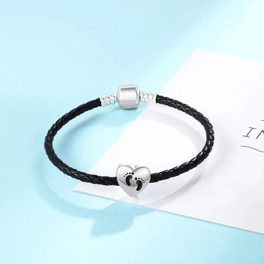 Personalized Baby Footprint Heart Photo Charm