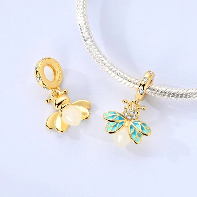 Glow in the Dark Luminous Gold Firefly Dangle Charm