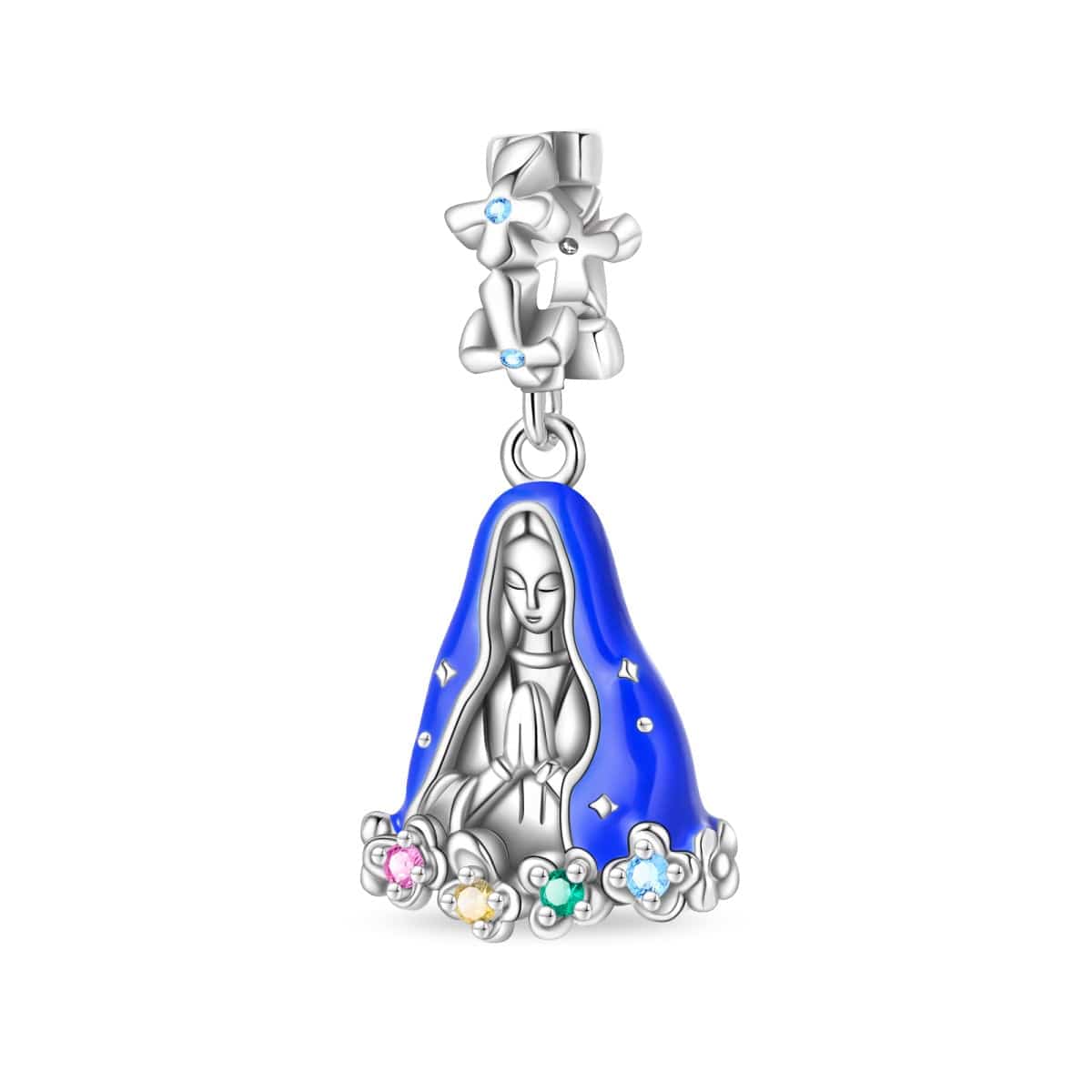 Madonna Charm with Colorful Gemstone Accents