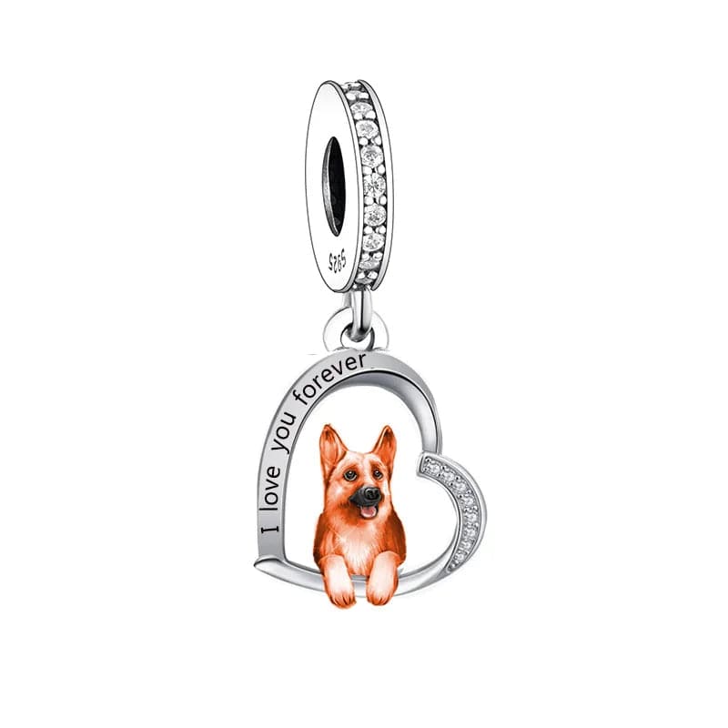 German Shepherd Dog Heart Charm