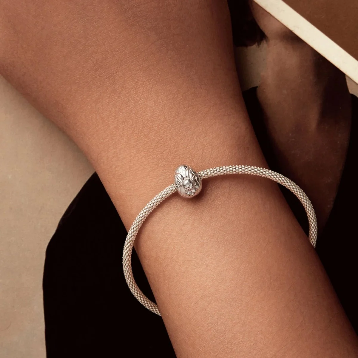 Sleeping Bunny in Floral Egg Charm