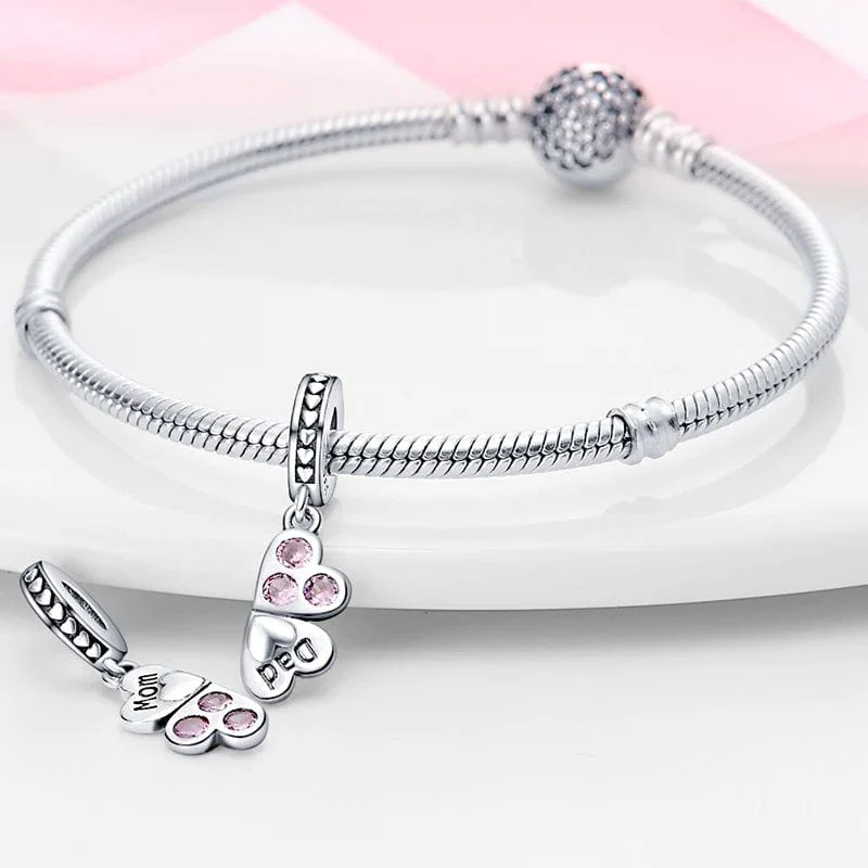 Mom And Dad Clover Double Dangle Charm