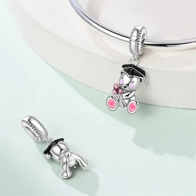 Graduation Celebration Teddy Bear Dangle Charm
