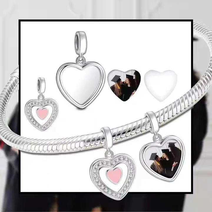 Personalized Double Heart Photo Charm