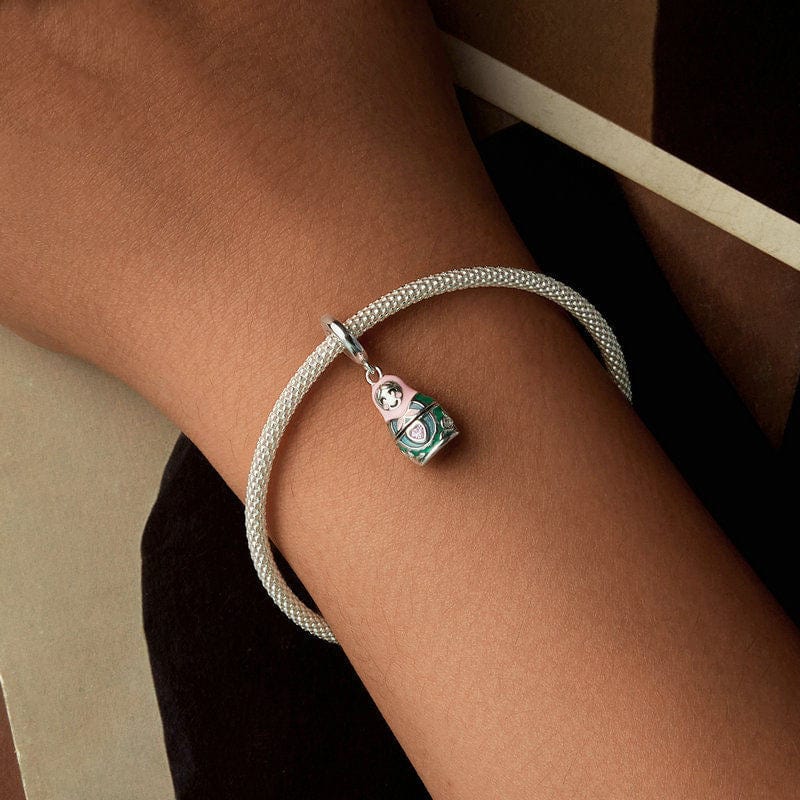 Matryoshka Doll with Opening Design & Crystal Heart Dangle Charm