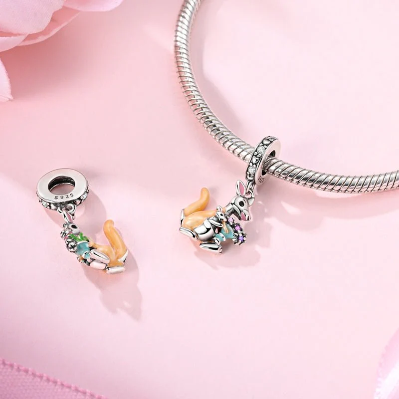 Mother & Baby Kangaroo Dangle Charm